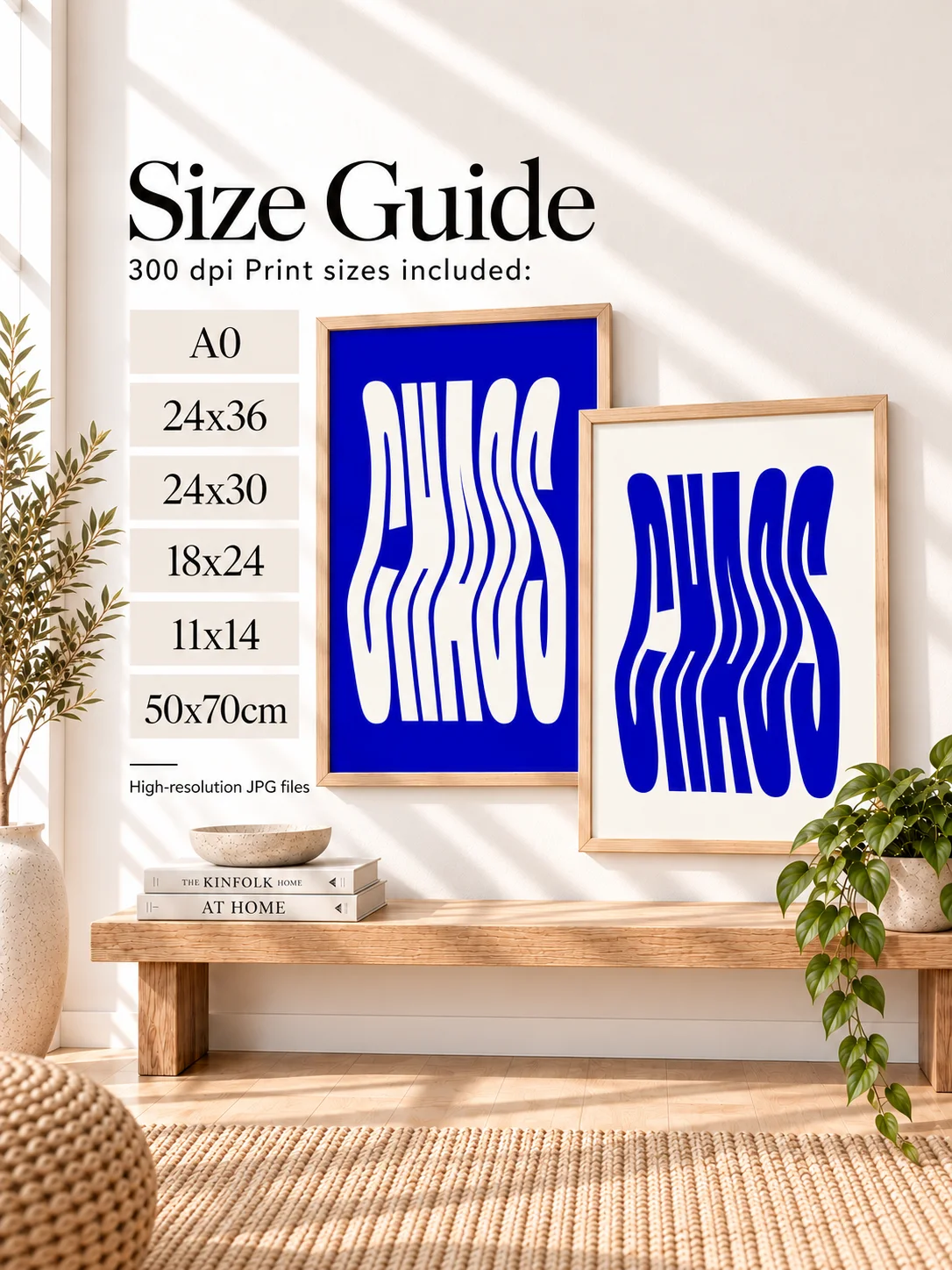 CHAOS Wavy Typography Poster Blue Printable Wall Art Retro Y2K Digital Download Trendy Dorm Decor Abstract Statement Print product image (3)