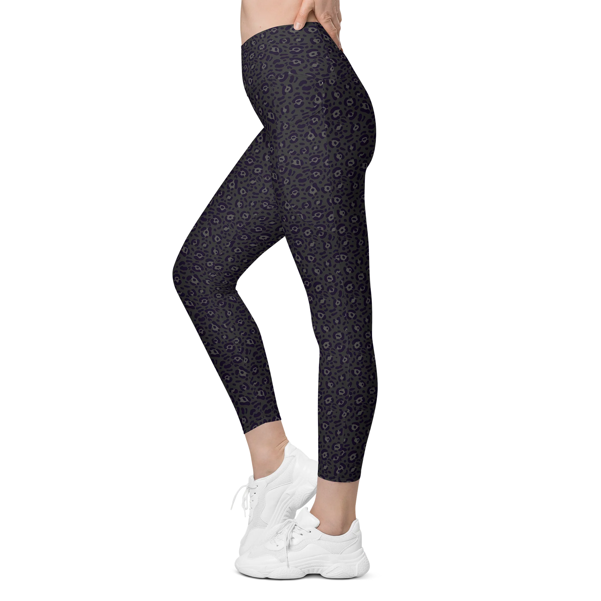 Leopard Print Crossover Leggings with Pockets product image (3)