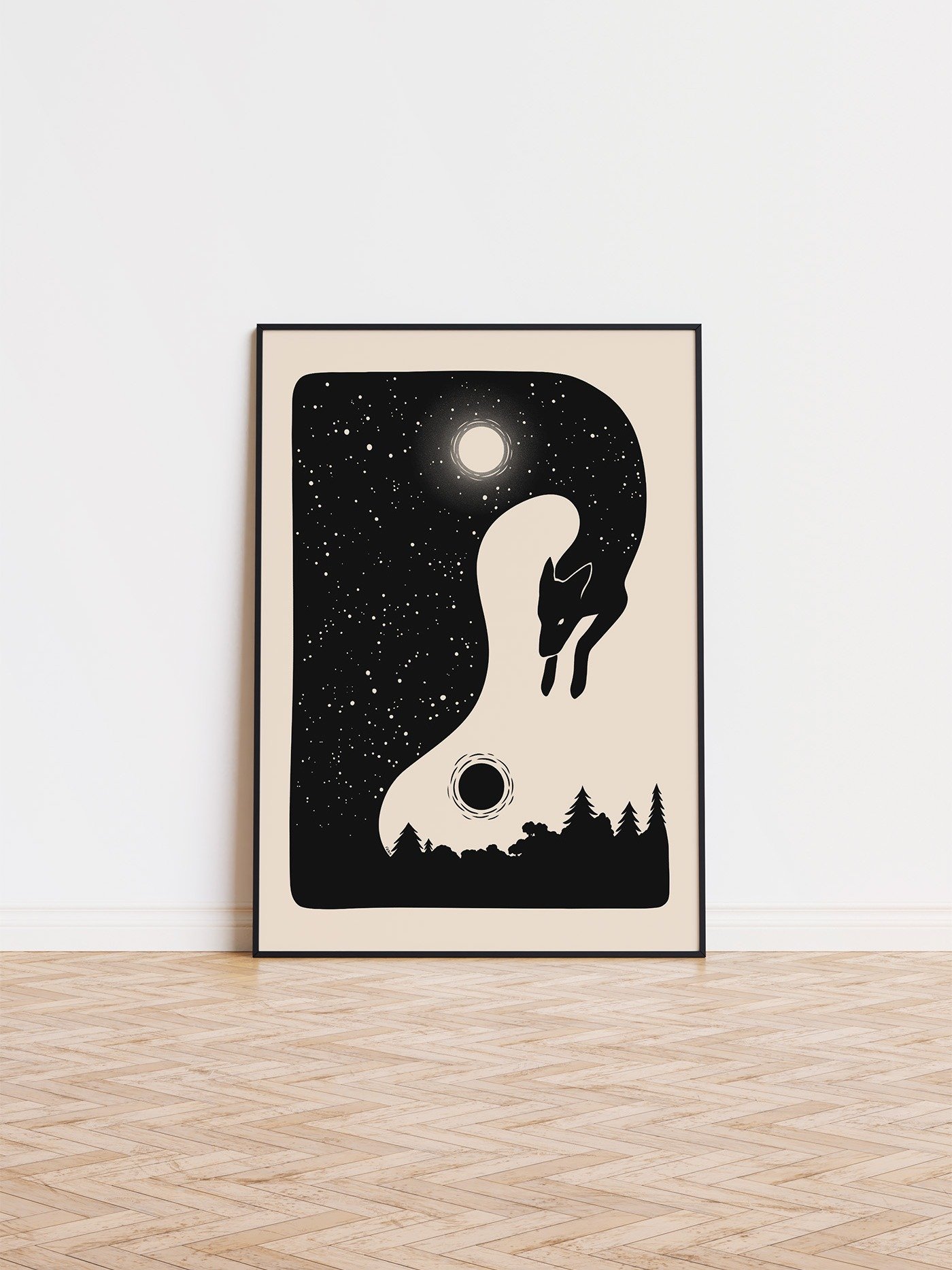 Black Wolf Sköll Devours the Sun Art Print product image (1)