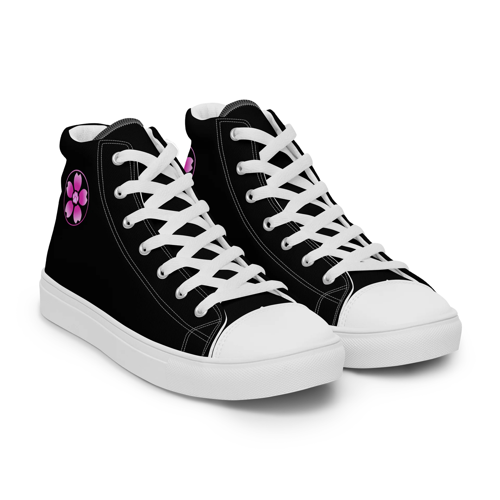 Moo Cherry Pawsom Logo Women's High-Canvas Shoes (Black) product image (8)