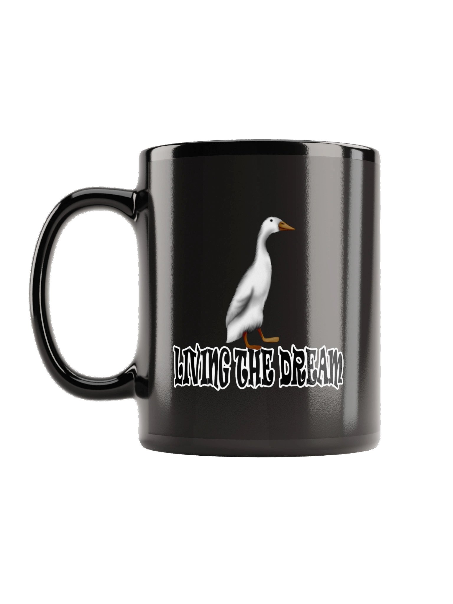 Duck "LIVING THE DREAM" Black Glossy Mug product image (1)