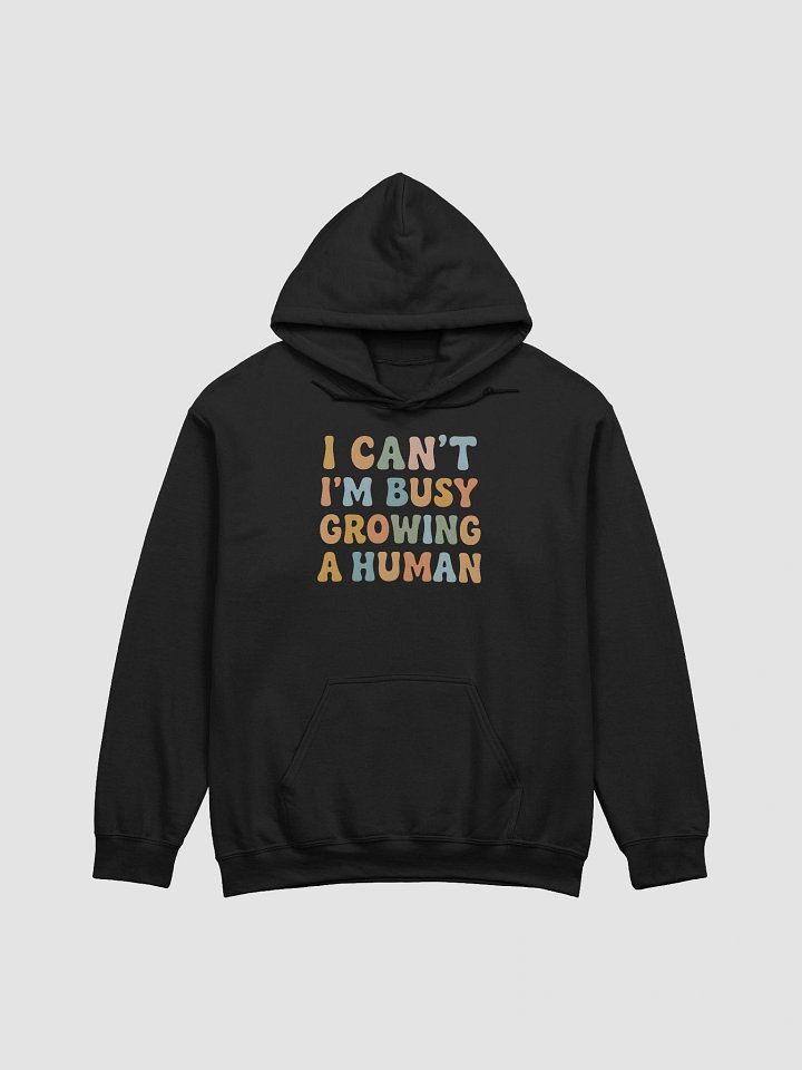 Funny Pregnancy Quote Hoodie – “I Can’t I’m Busy Growing a Human” Maternity Sweatshirt product image (1)