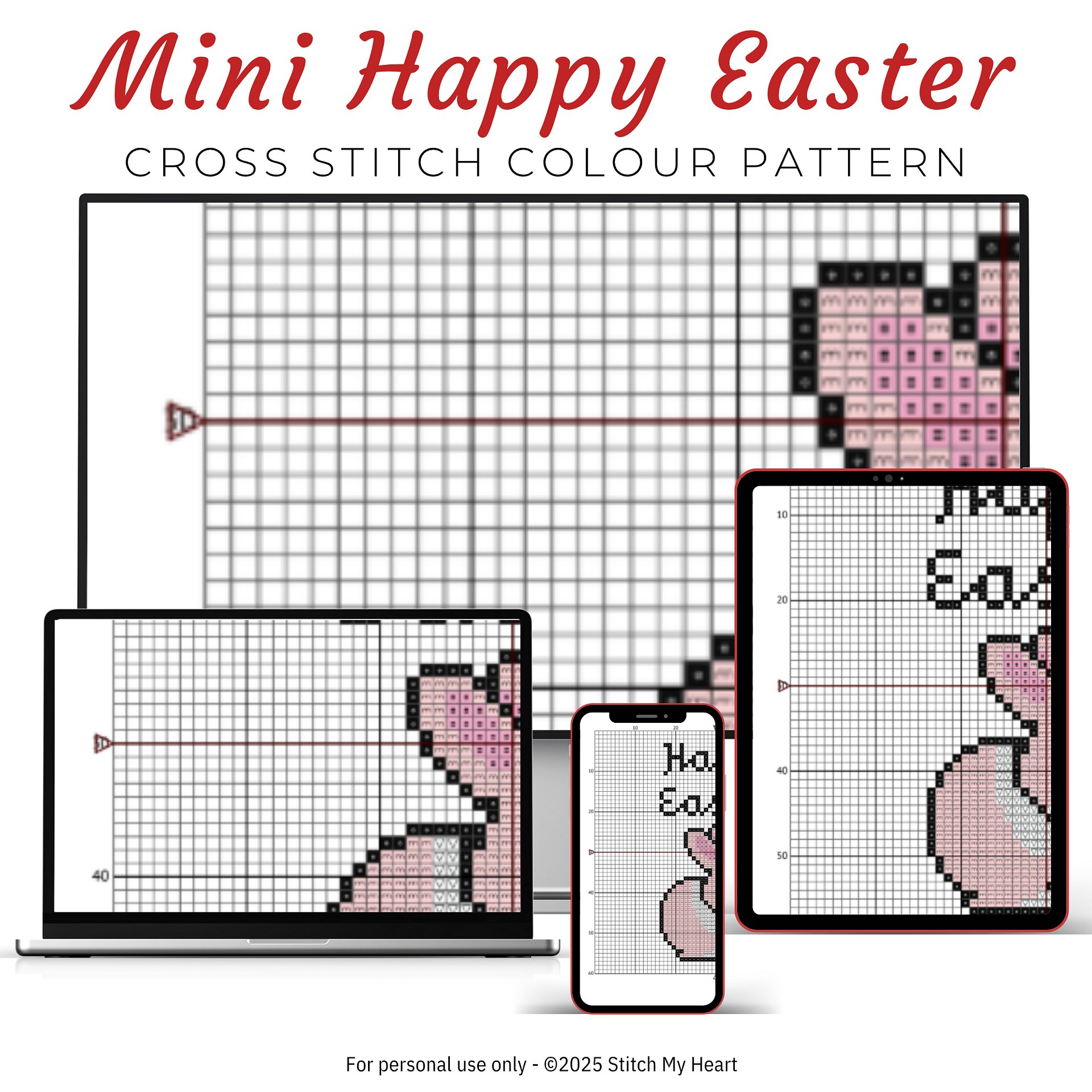 Mini Happy Easter Bunny Cross Stitch Pattern product image (3)