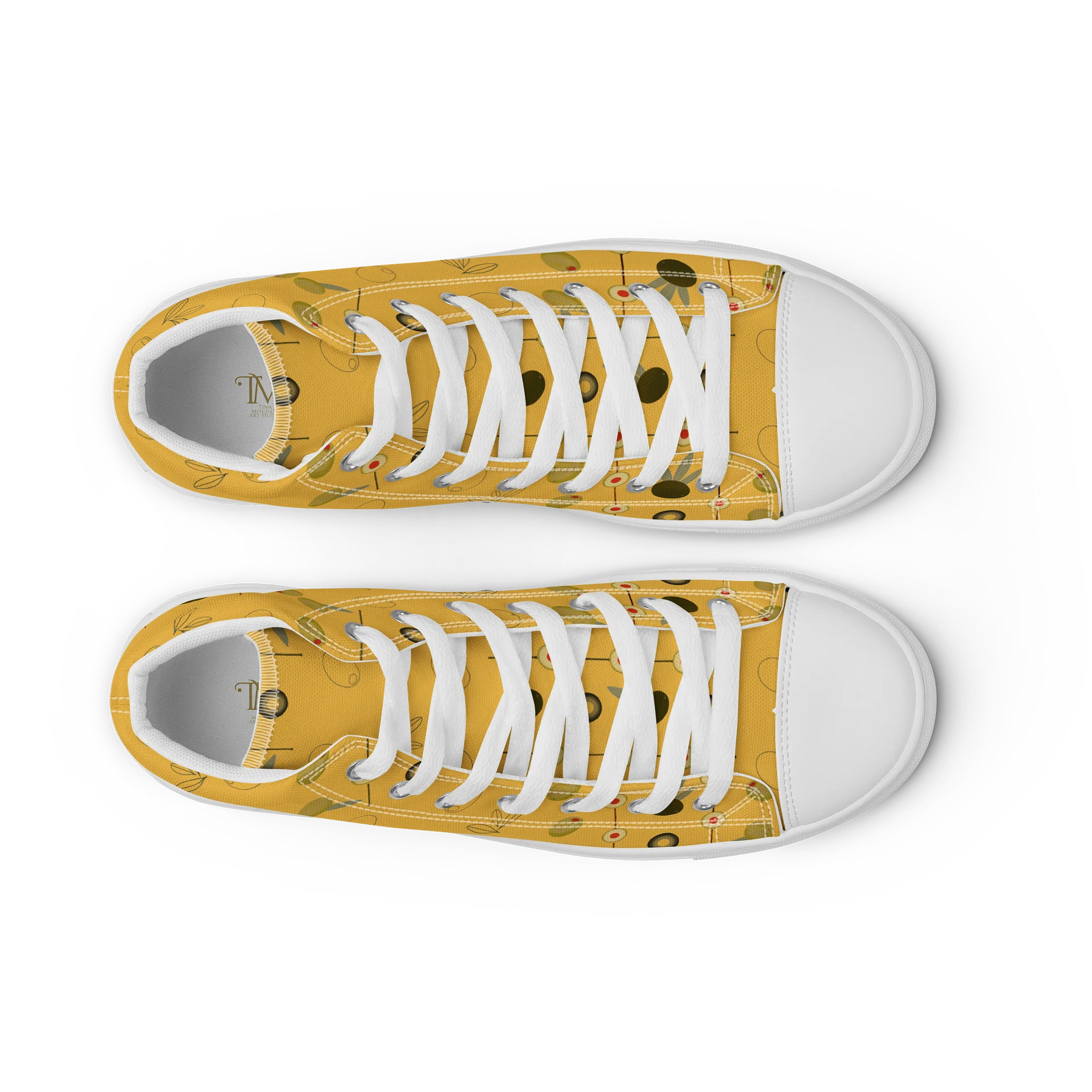 Olive Geometry Women's High Top Canvas Shoes – Mustard product image (20)