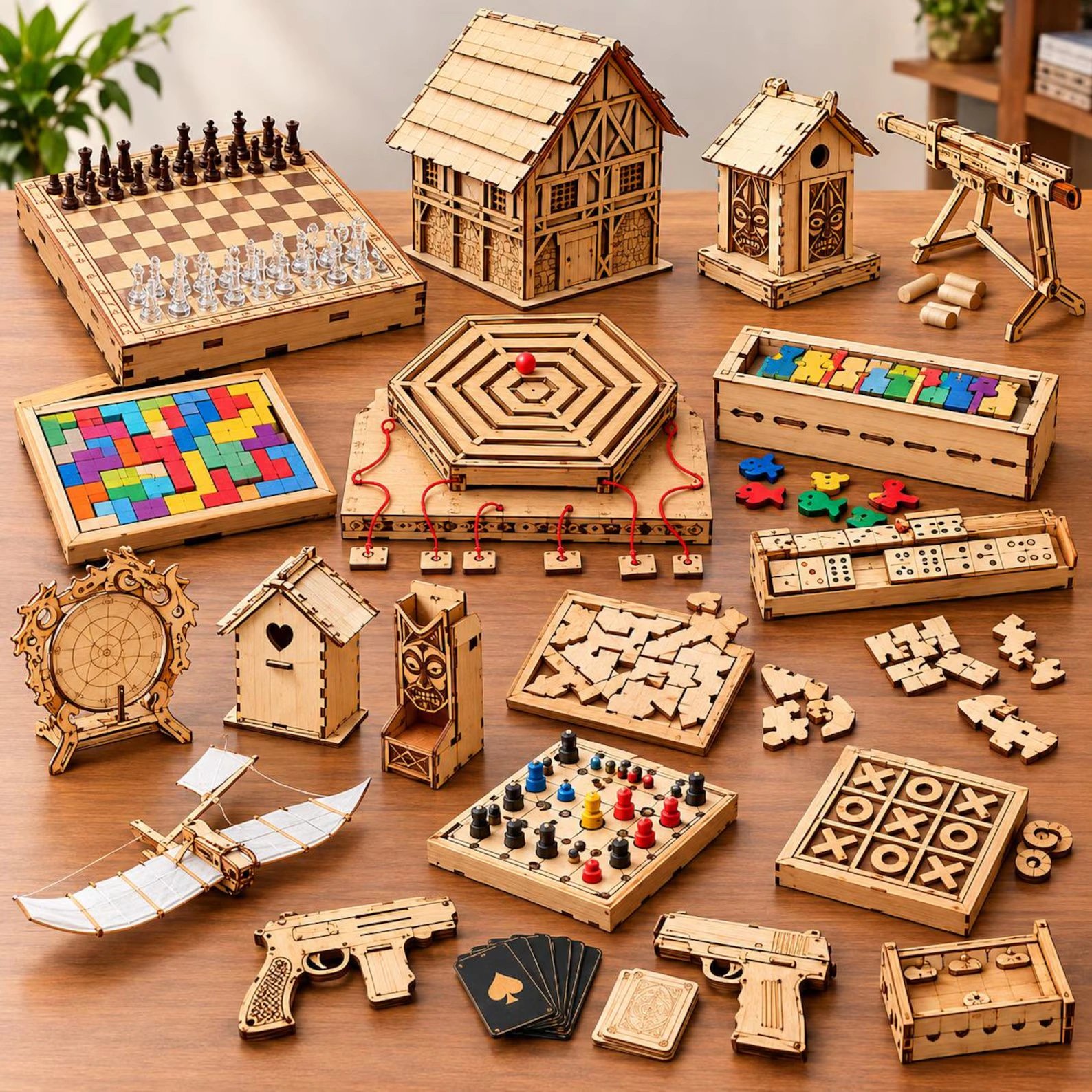 120+ Laser Cut Games & Wooden Toy Bundle | Puzzle, Board Game & Chess SVG DXF Files product image (3)