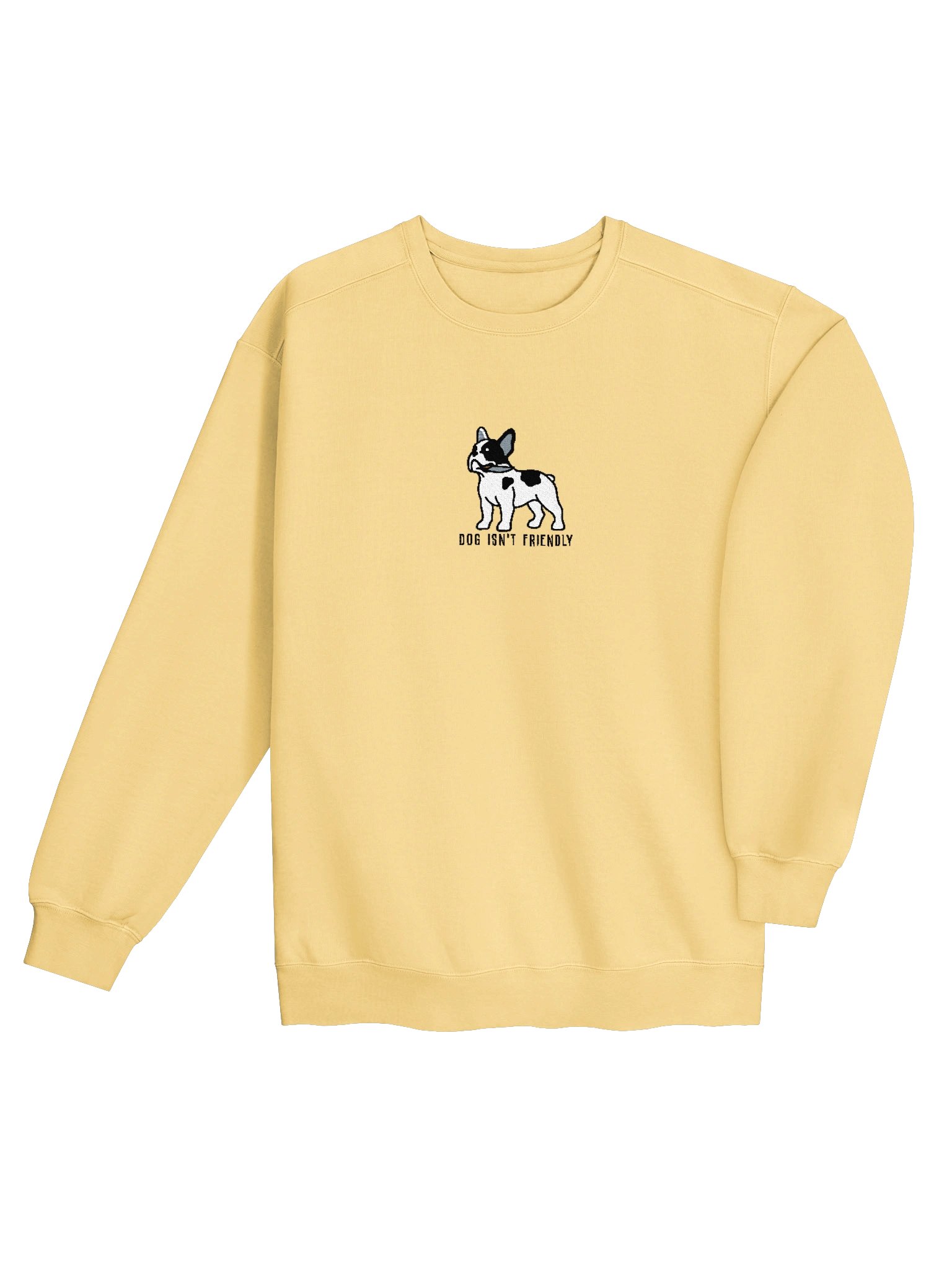 Dog Isn't Friendly Funny Chibi-Style Embroidered Premium Sweatshirt for French Bulldog(Pied, Black & White) Owners product image (44)