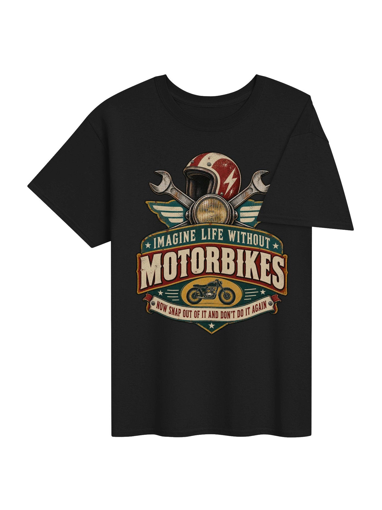Imagine Life Without Motorbikes – Retro Garage Biker T-Shirt product image (4)