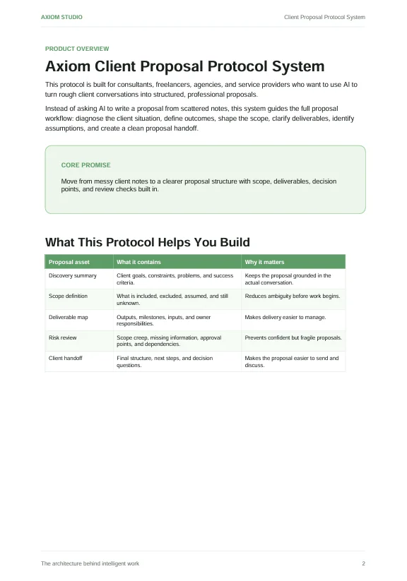 Axiom Client Proposal Protocol System product image (2)