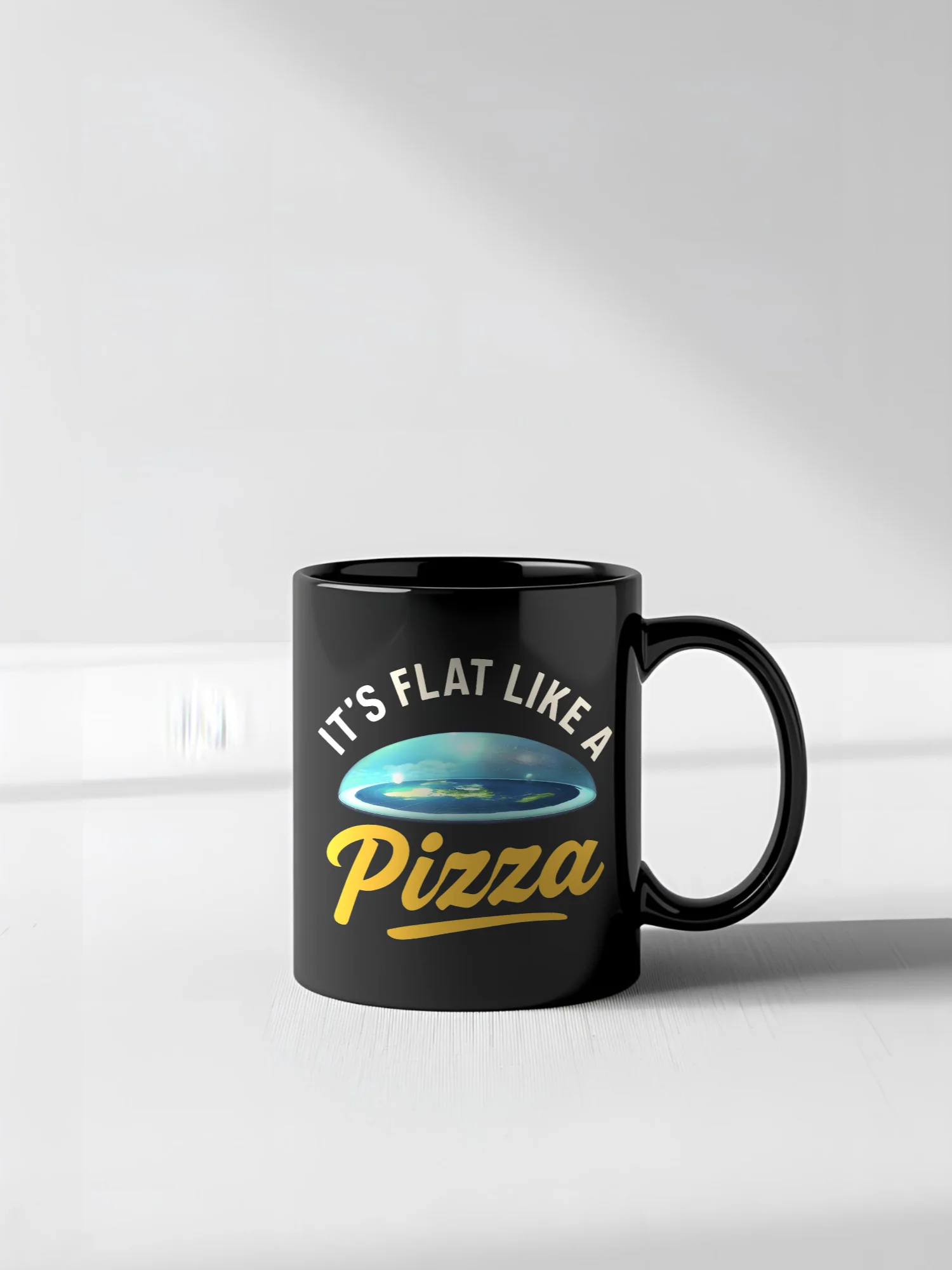 IT'S FLAT LIKE A PIZZA Mug - Funny Flat Earth Coffee Cup, Humorous Conspiracy Drinkware product image (13)