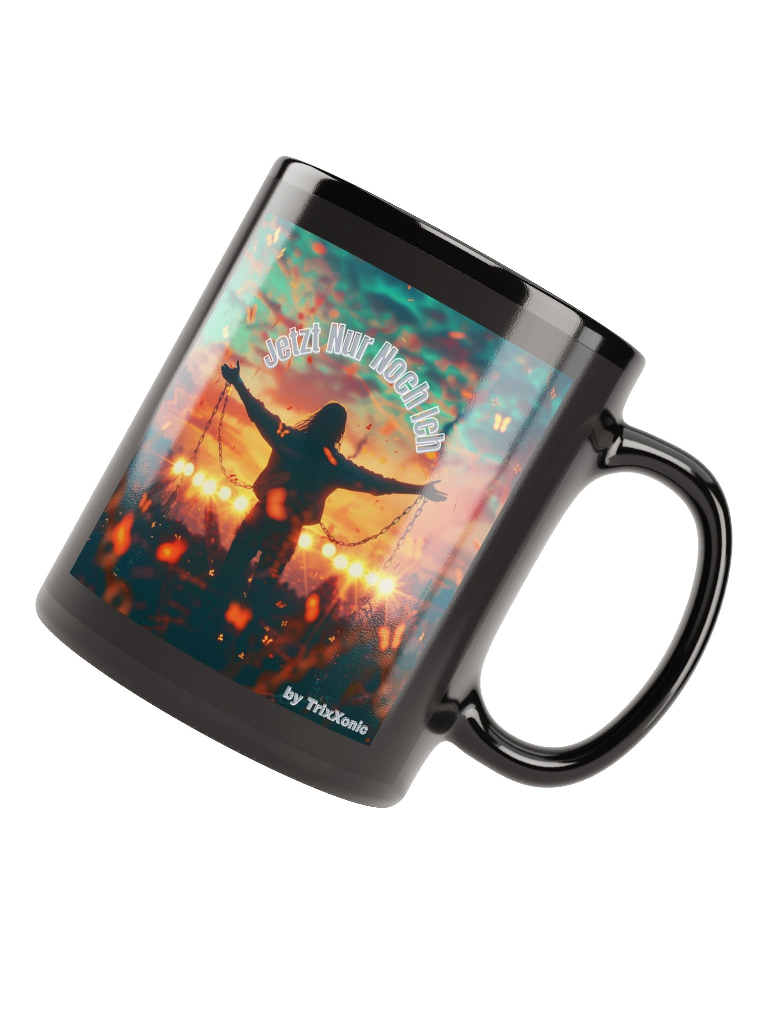 🖤 Black Glossy Mug – „Jetzt nur noch ich“ product image (12)