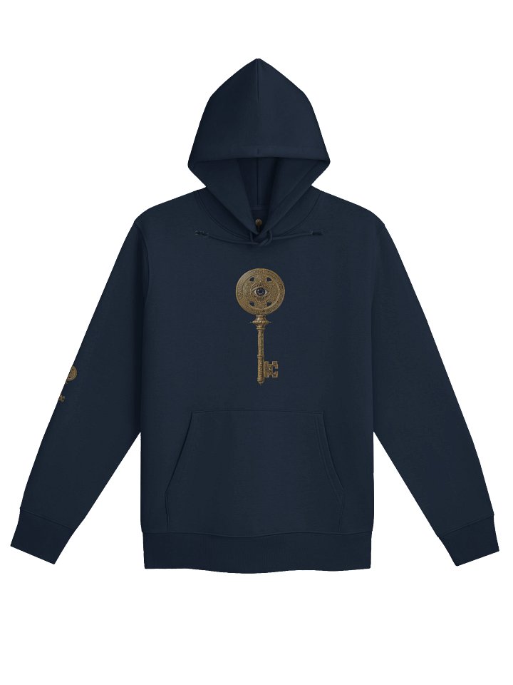 The Gatekeeper’s Key – French Navy Sigil Arm Edition (Front + Right Sleeve Print) | Organic Hoodie product image (1)