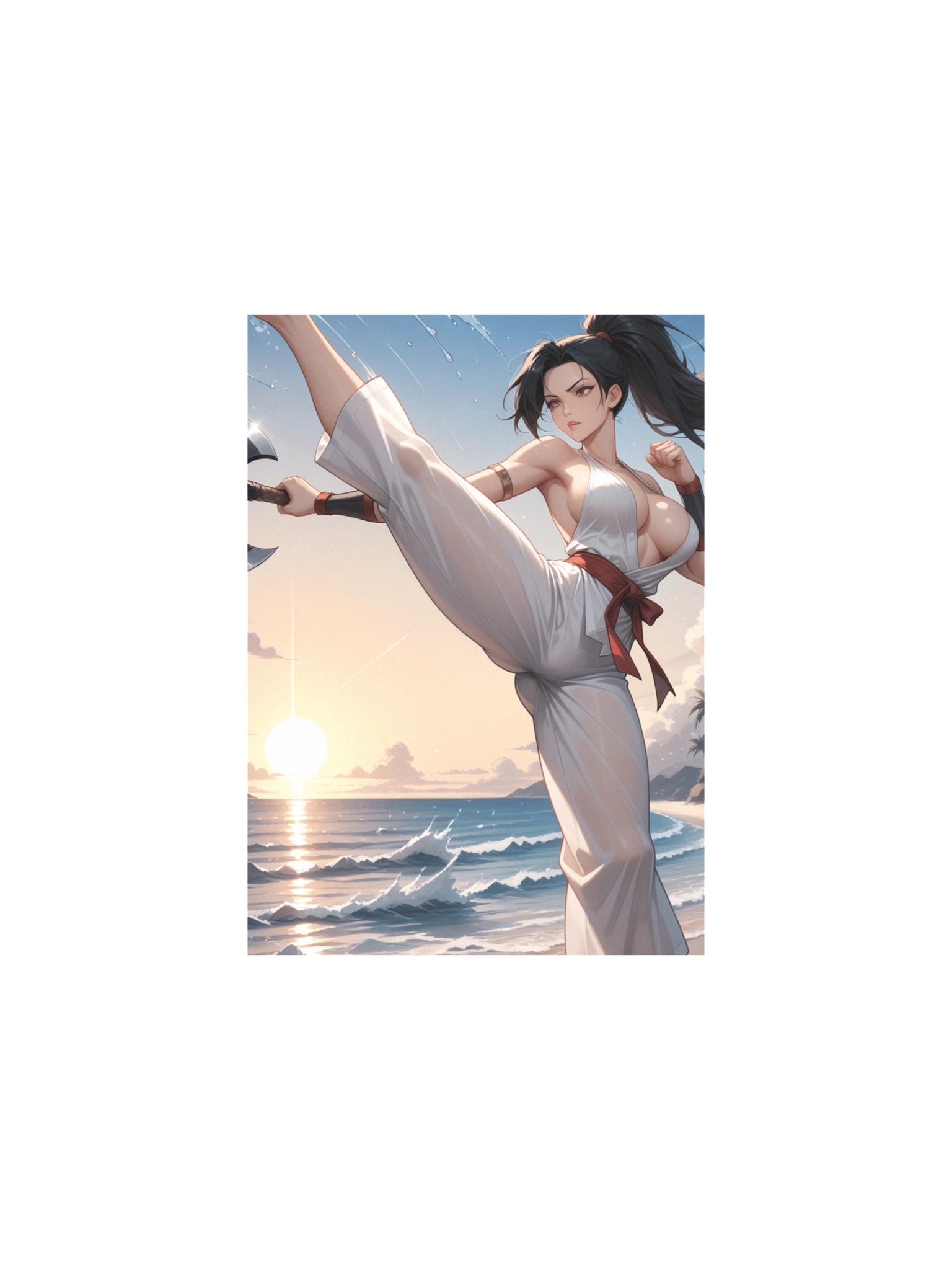 Saia Martial Arts Beach Sunset Anime Art Poster | Museum-Quality Matte Wall Print | animeneax.com product image (2)