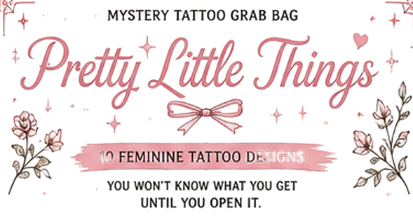 Pretty Little Things Mystery Tattoo Grab Bag | 10 Feminine Fine Line Tattoo Designs | Digital Download product image (1)