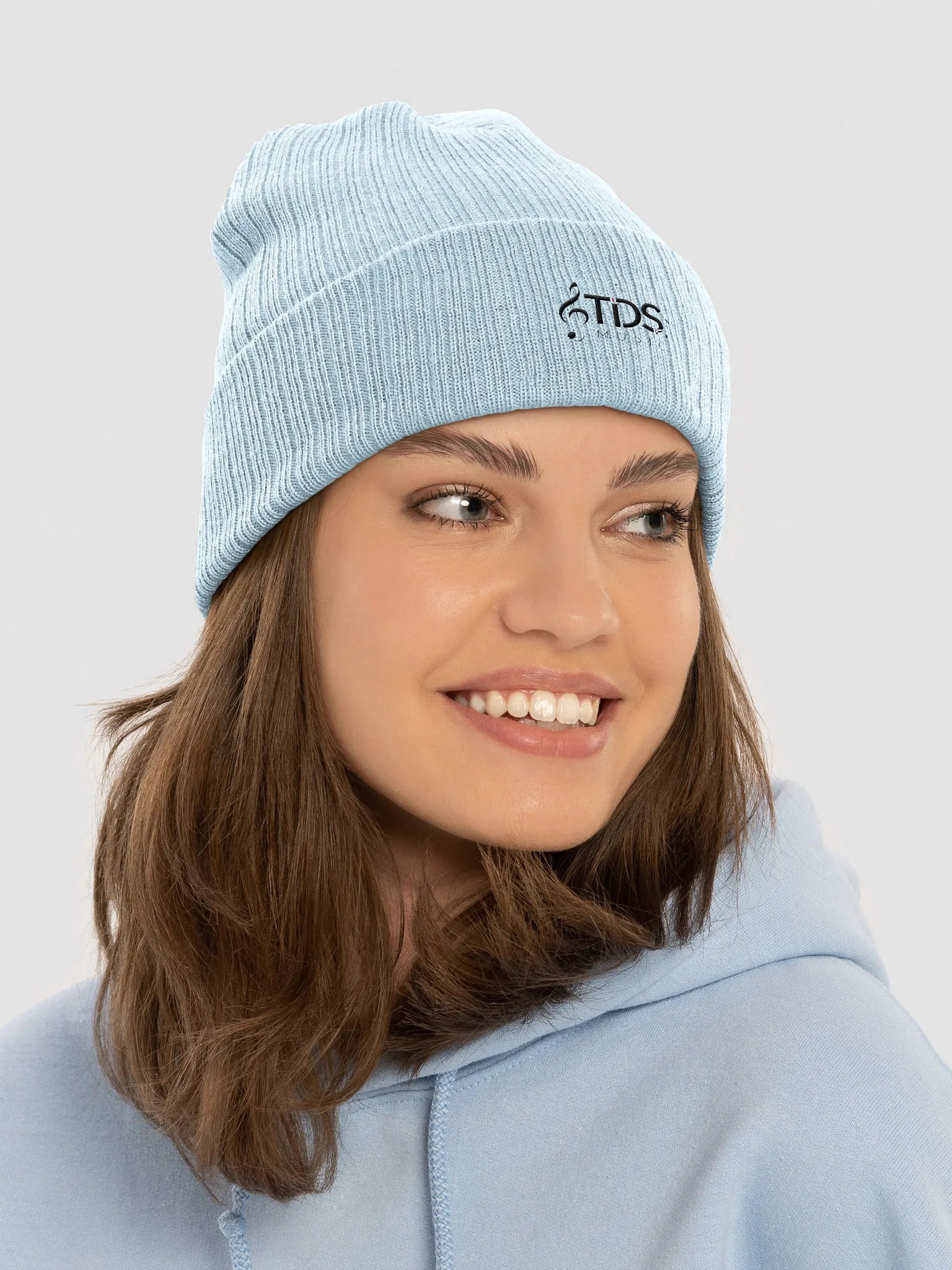 Atlantis Ribbed Knit Beanie - TDS Embroidered Beanie in Black, Maroon, Navy, Gray, Mustard, Light Blue, Olive, and Mint product image (2)