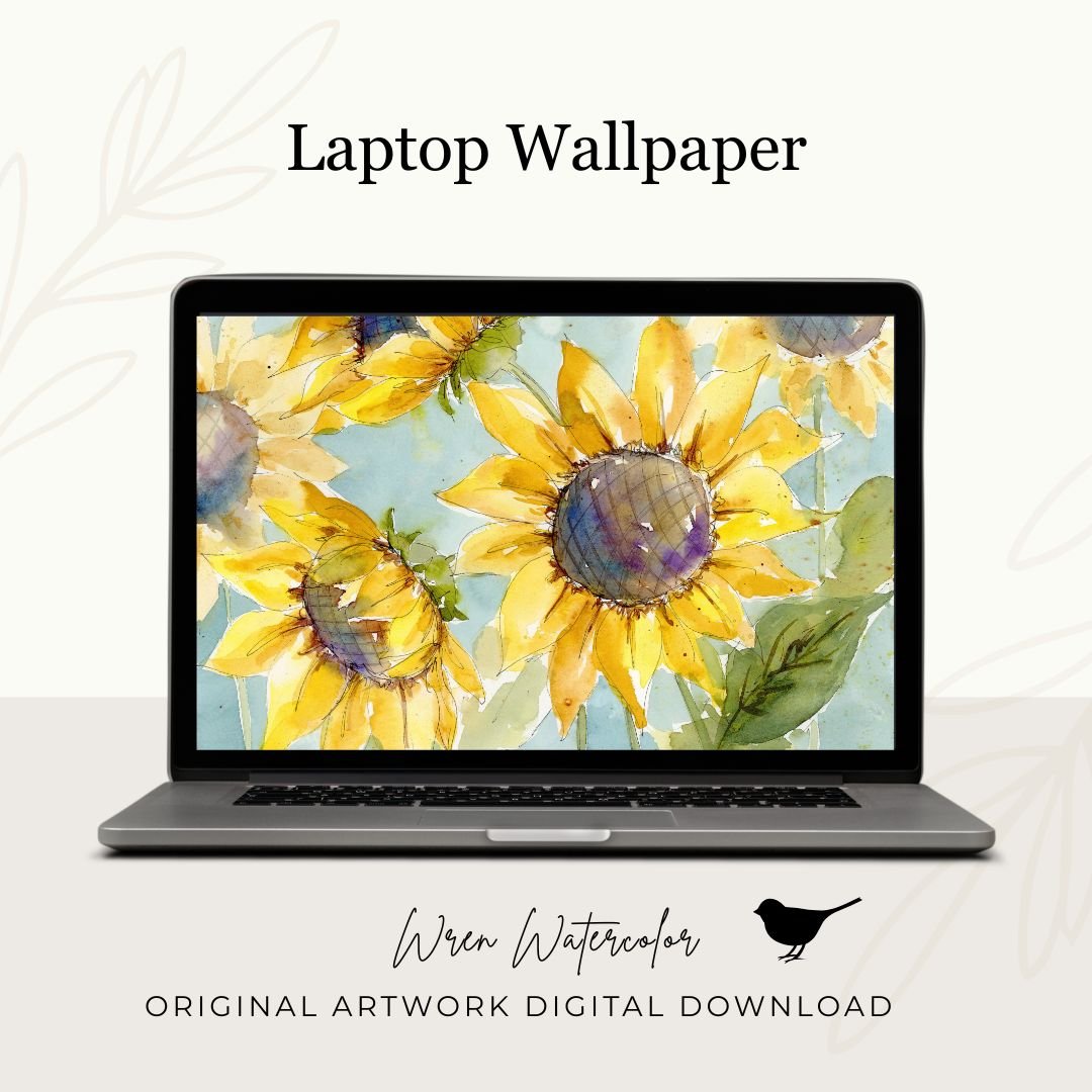 Sunflowers Watercolor Digital Wallpaper Bundle product image (6)