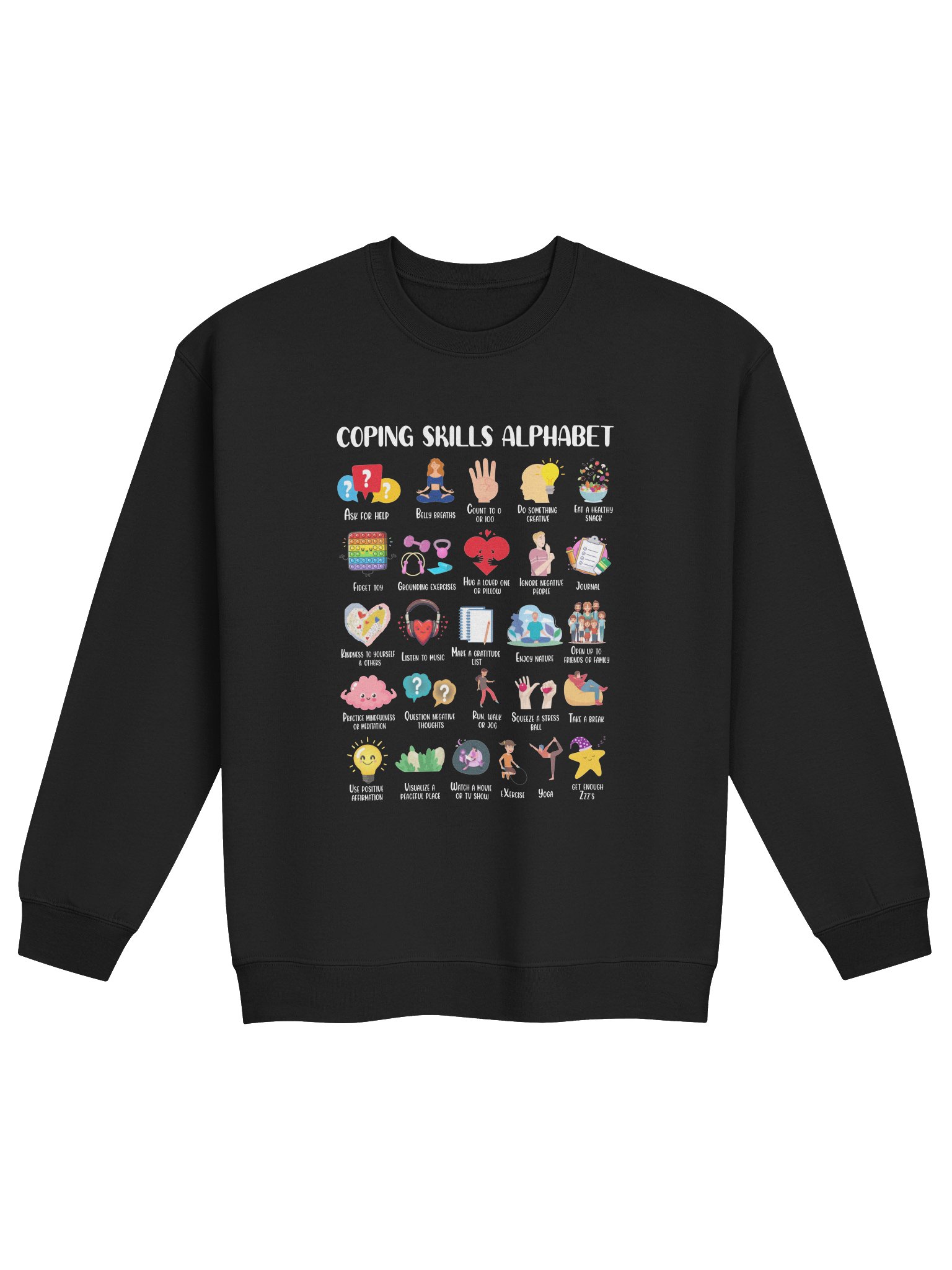 Coping Skills Alphabet – Mental Health Awareness Sweatshirt product image (1)