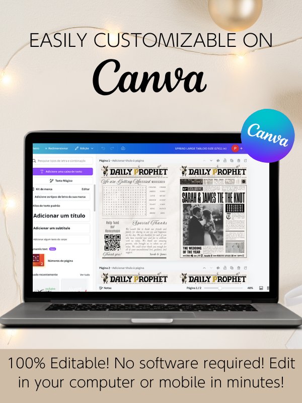 Magical Wedding Newspaper 100% Customizable Template Bundle product image (5)