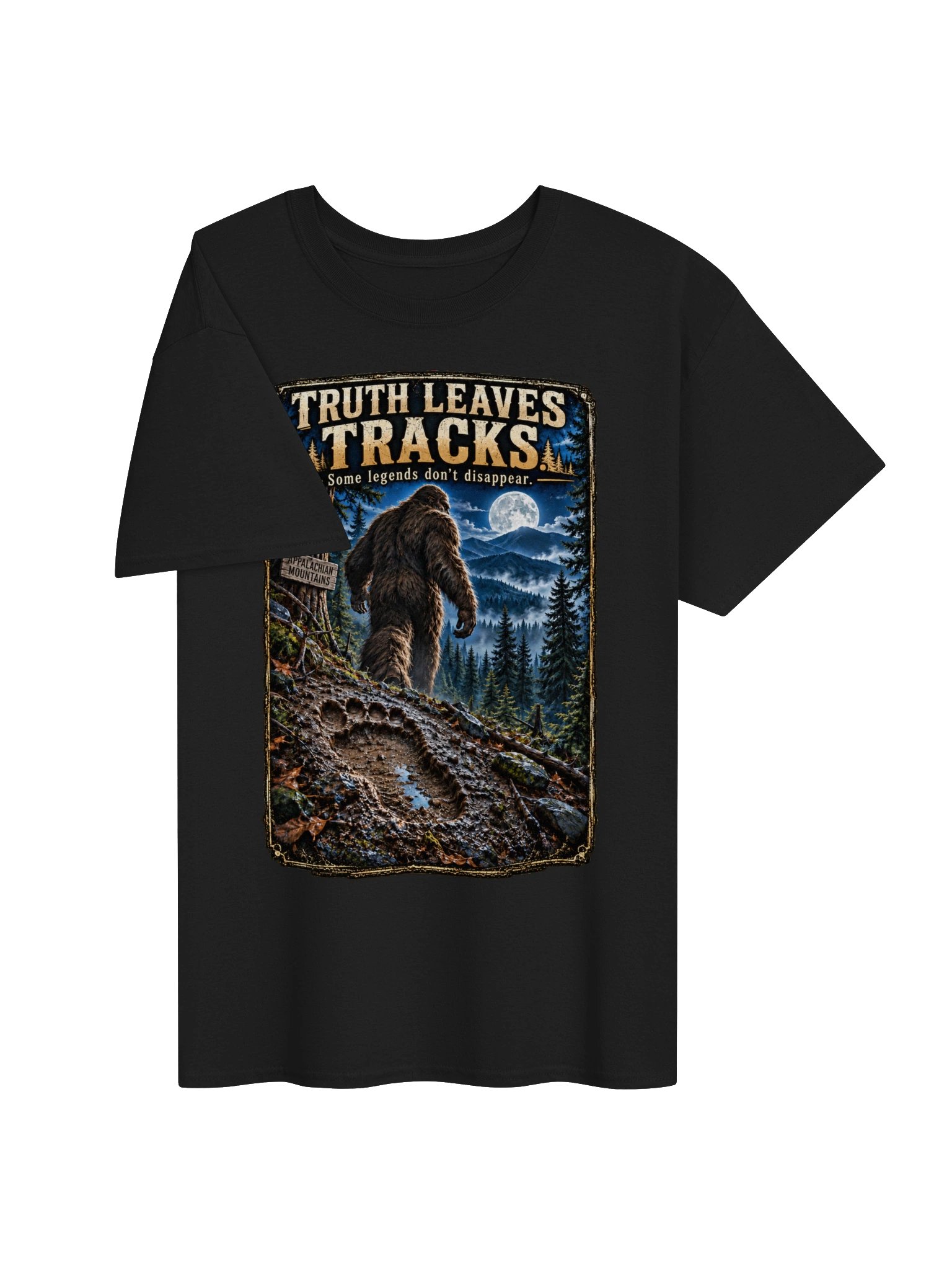 Truth Leaves Tracks Bigfoot T-Shirt – Sasquatch Footprint Wilderness Tee product image (115)
