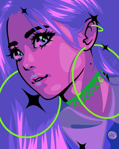 Electric palette.
.
.
.
#NeoBijinga #NeonPopArt #FlatIllustration #CyberPop #CharacterIllustration