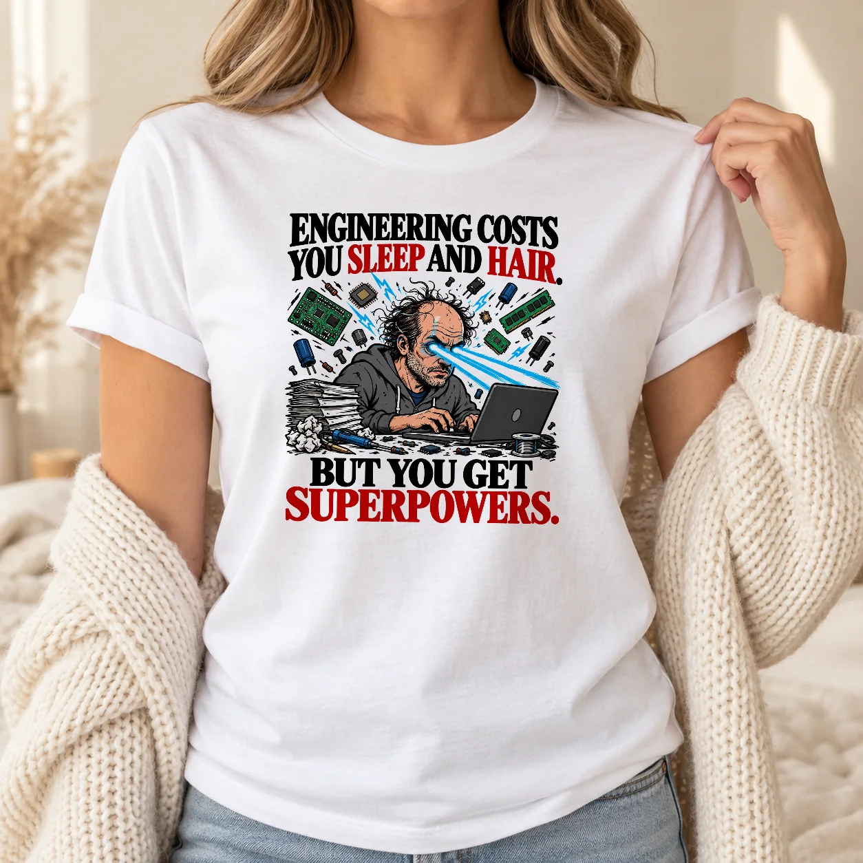 Engineering Superpowers – White Graphic Tee product image (2)