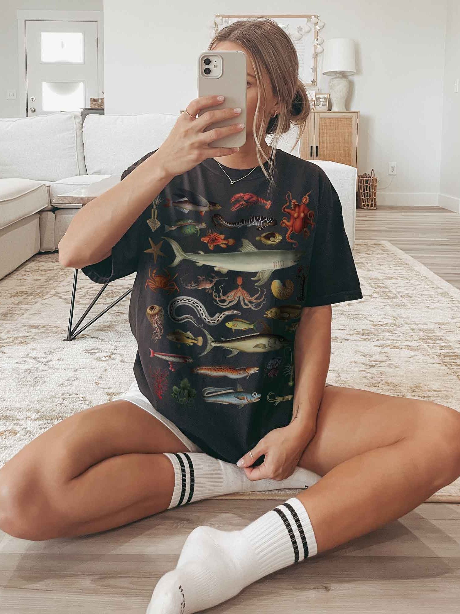 Dark Academia Sea Creatures Shirt – Vintage Marine Life Graphic Tee - Dark Academia product image (2)