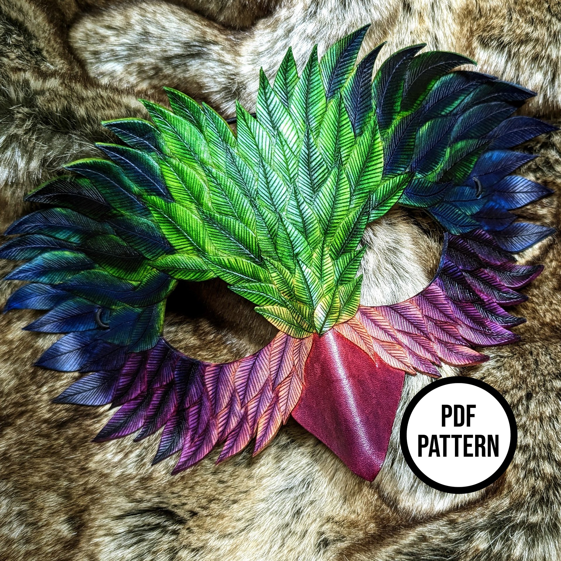 Feathered Bird Mask PDF Pattern for Leather product image (1)