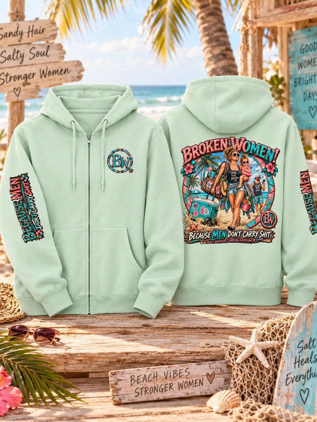 Funny Women's Zip-Up Hoodie — Because Men Don't Carry Shit | Broken Women!™ product image (1)