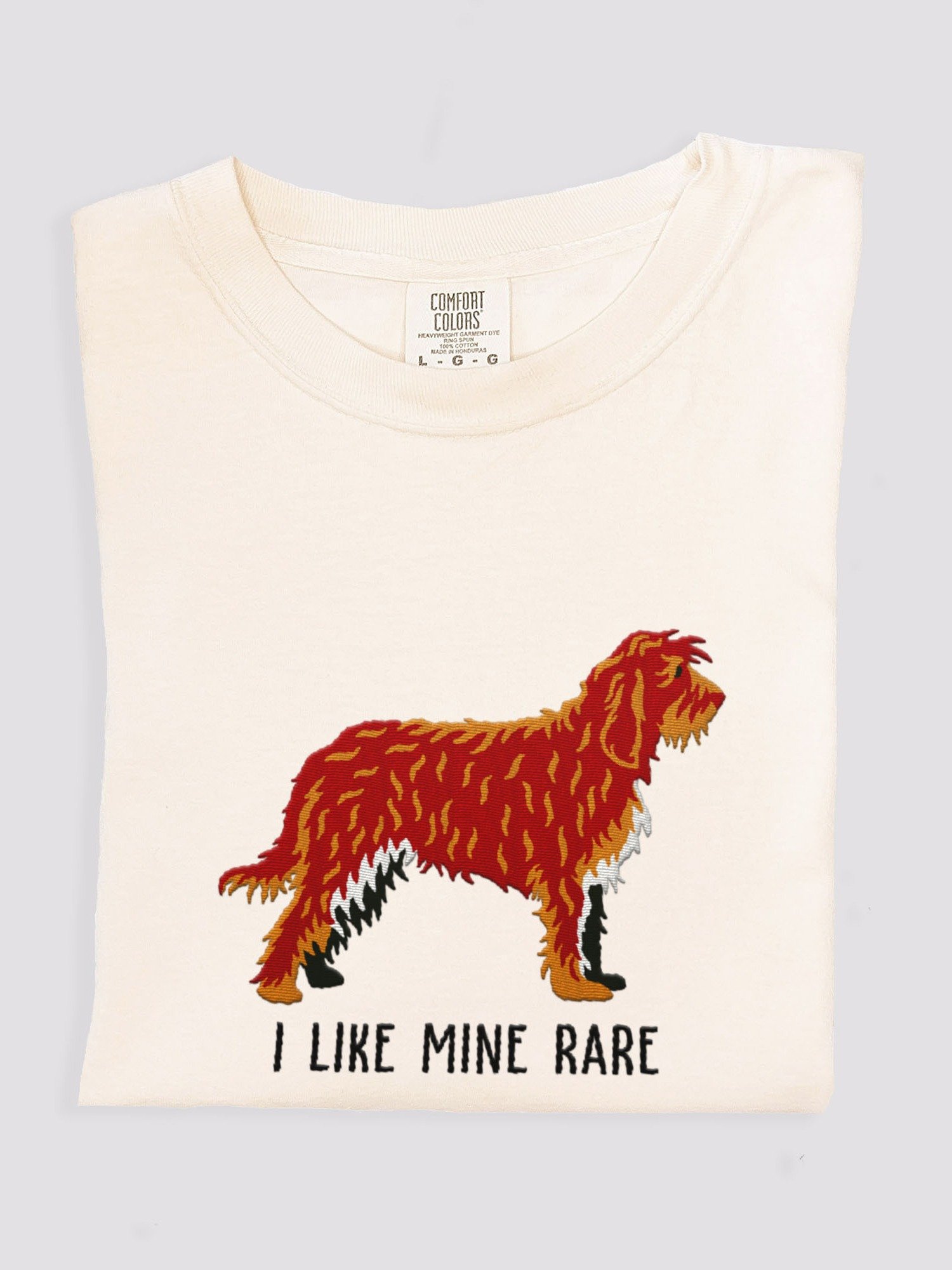 I Like Mine Rare T-Shirt(Embroidered) of an Otterhound(Chocolate) product image (1)