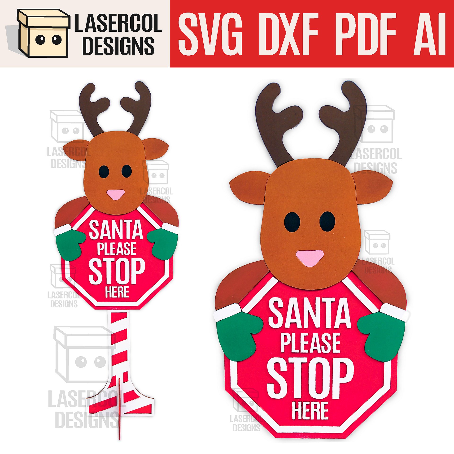 Santa Please Stop Here Signs Bundle - Laser Cut Files product image (5)