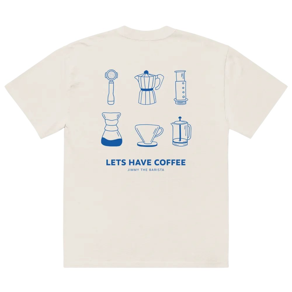LETS HAVE COFFEE TEE (BONE + BLUE) product image (6)