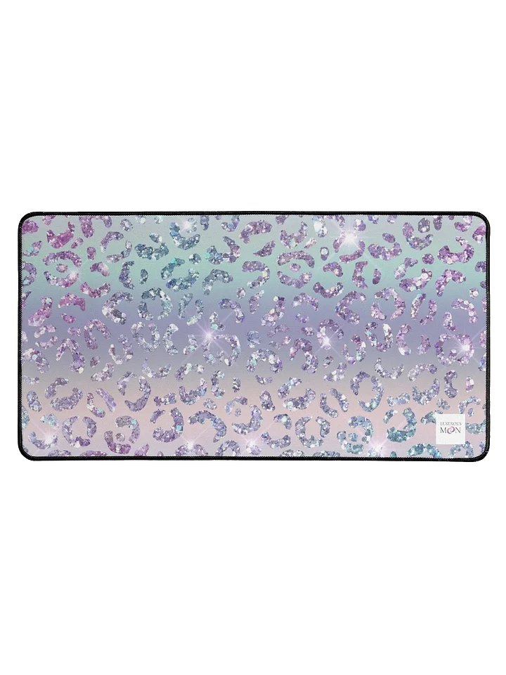 Iridescent Glitter Leopard Pattern Desk Mat product image (1)