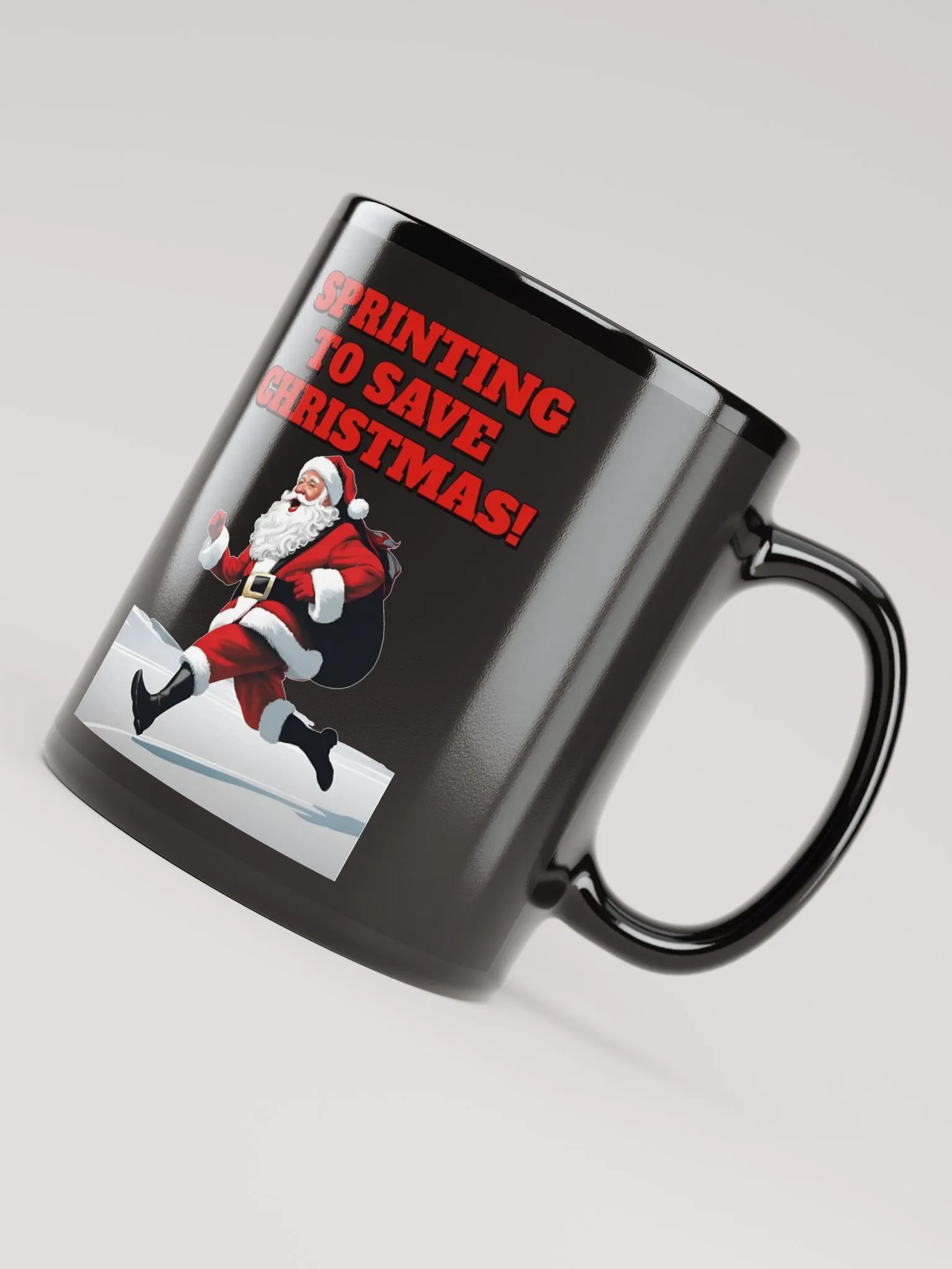Sprinting To Save Christmas - Santa Claus Black Mug product image (7)