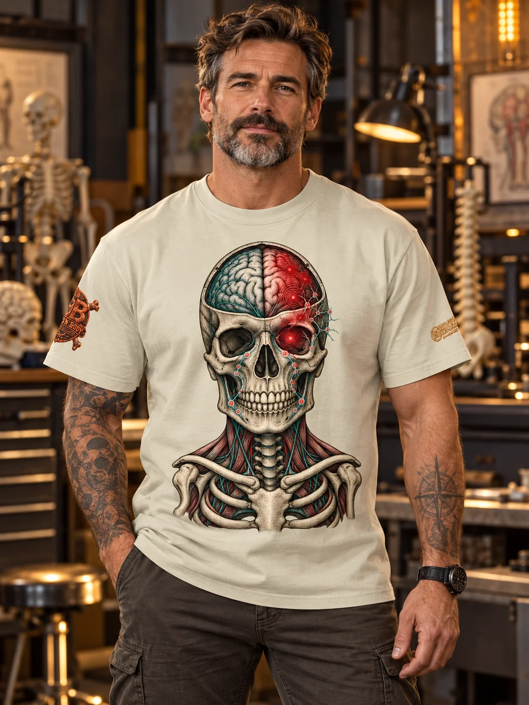 Brain Pain Shirt — Anatomical Brain Front & Back Tee | Rebuild Shop product image (1)