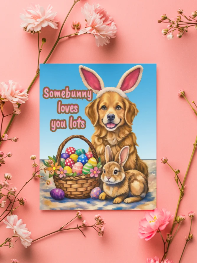 Adorable Happy Dog in Bunny Ears Greeting product image (48)