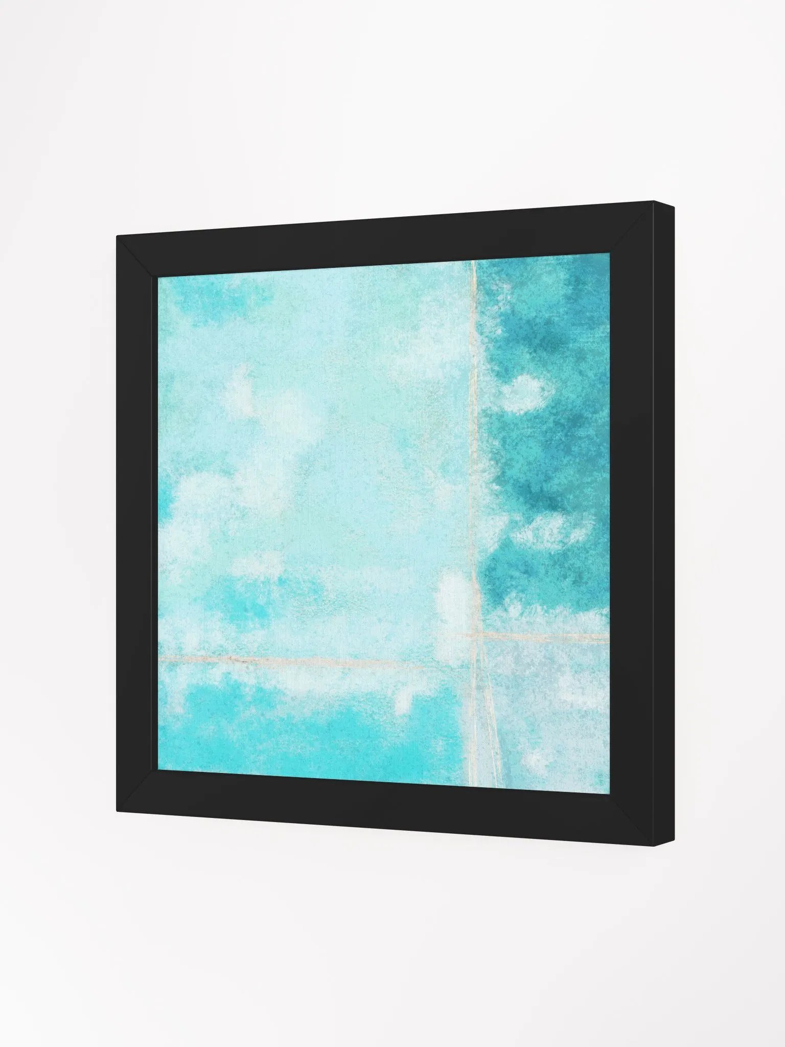 Vibrant abstract print minimalist light blue, teal, turquoise, aqua and white trendy aesthetic wall art product image (3)