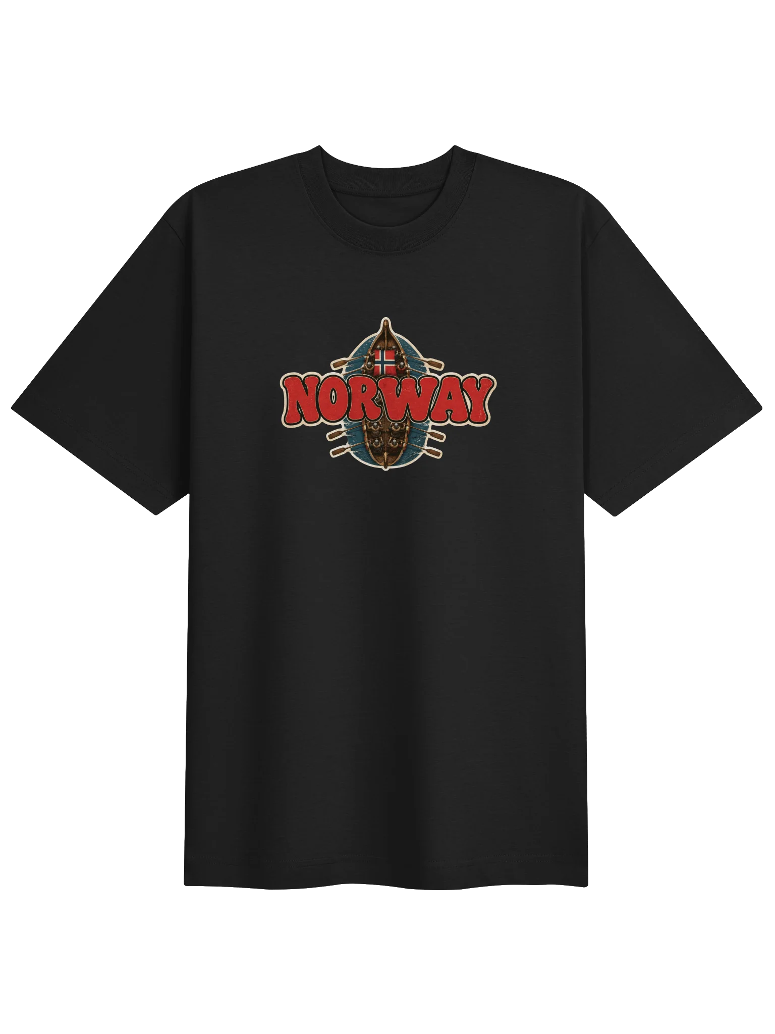 Norway Viking Ship Heavyweight T-Shirt – Vintage Norwegian Travel Tee product image (1)