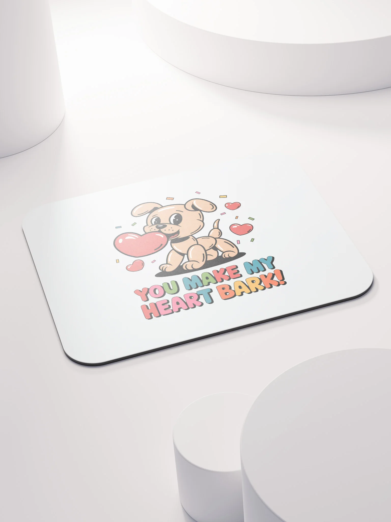 You Make My Heart Bark Mouse Pad | Funny Dog Valentine Gift | Cute Puppy Pun Desk Accessory product image (4)