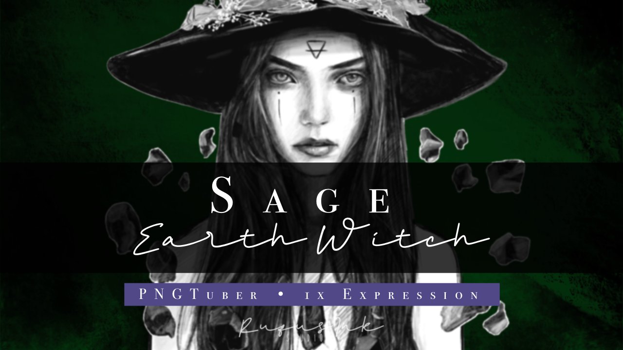 Sage - Earth Witch PNGTuber | 3 Expressions | Ready to Use product image (1)