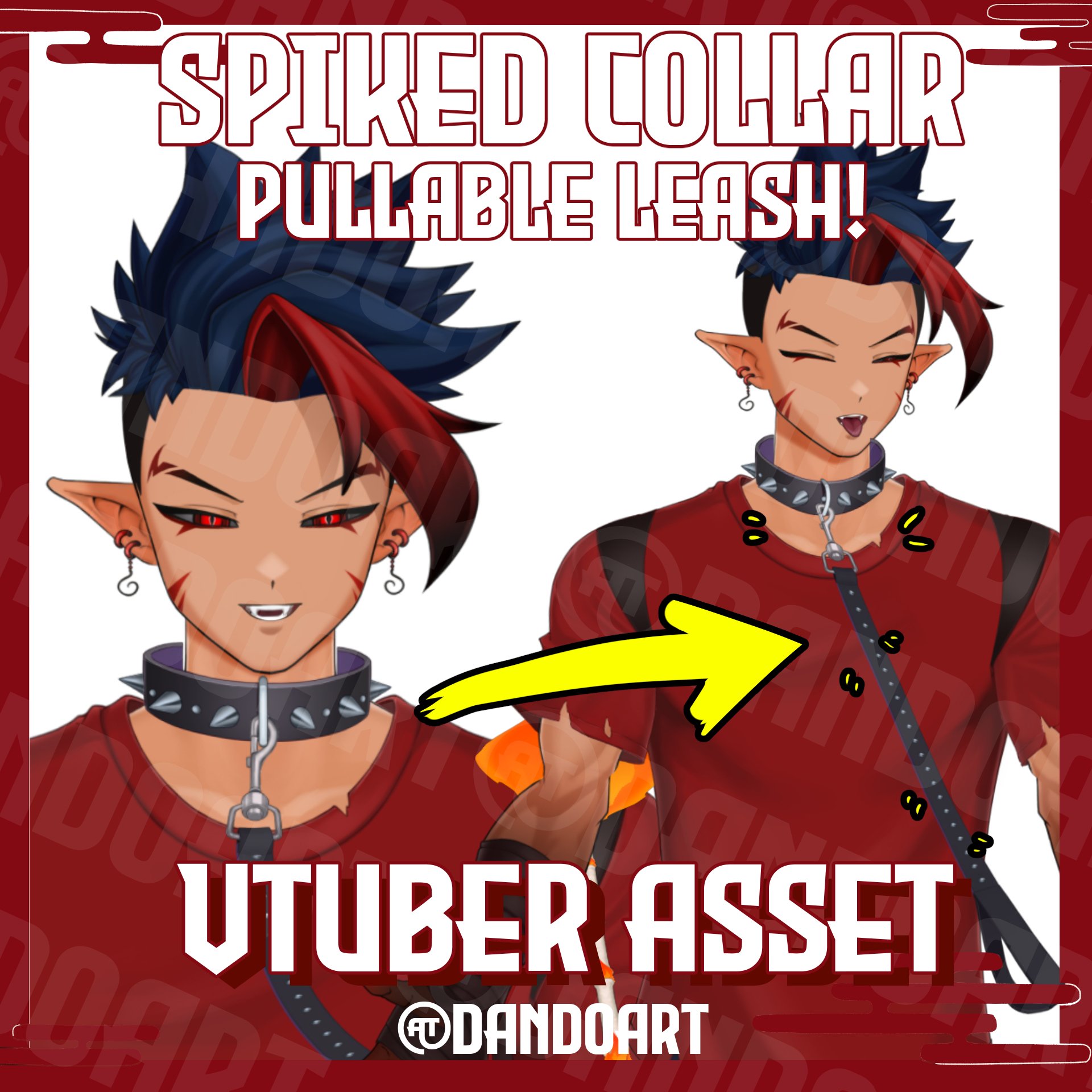 Spiked Collar and Leash Animated Vtuber Asset product image (1)