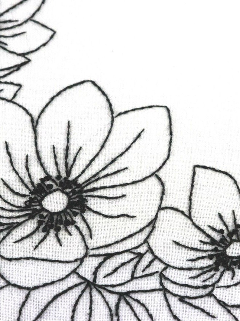 PDF hand embroidery pattern - Anemone floral wreath product image (6)