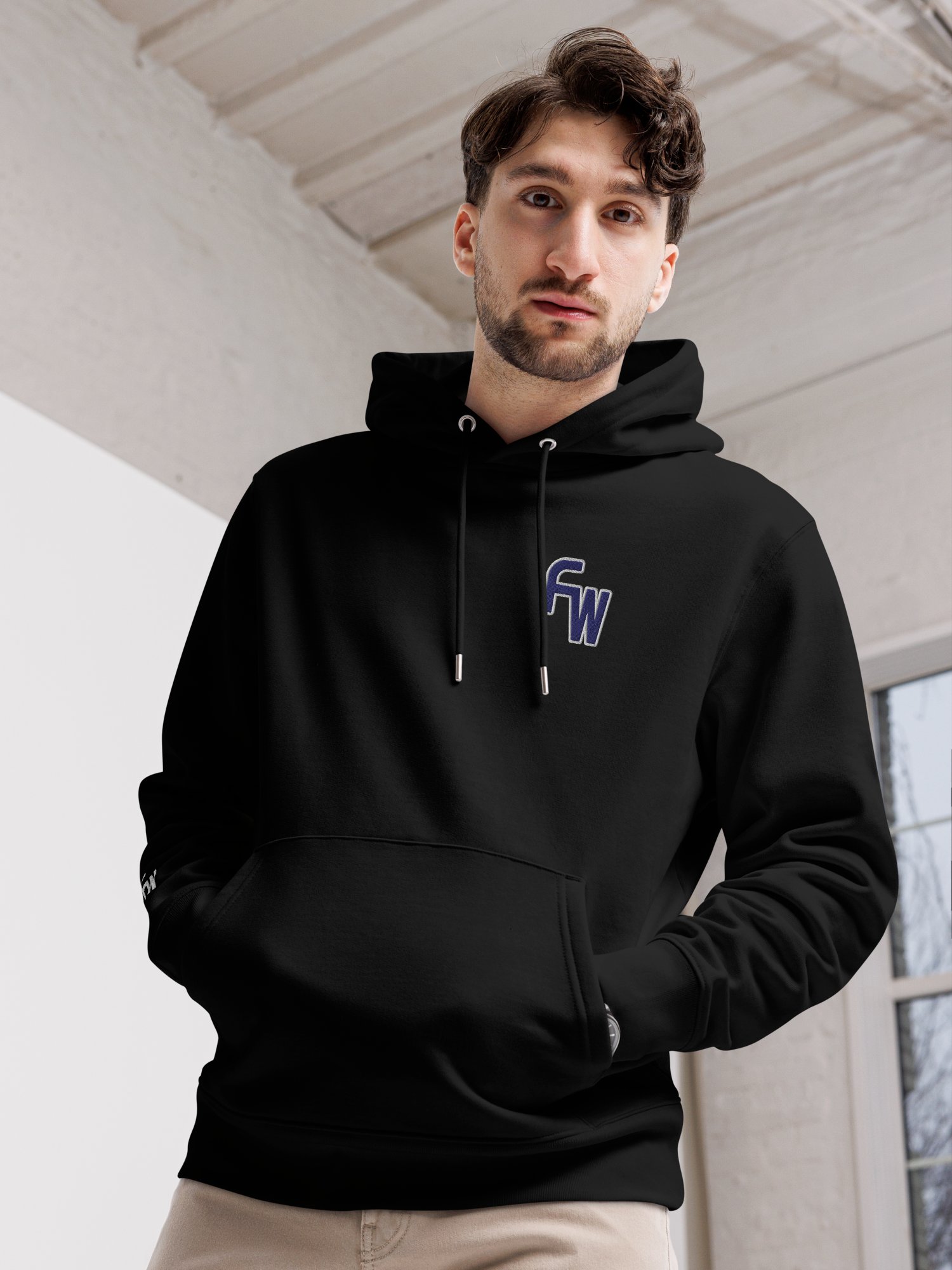 Embroidered Monogram Hoodie in Black with Backprint product image (3)