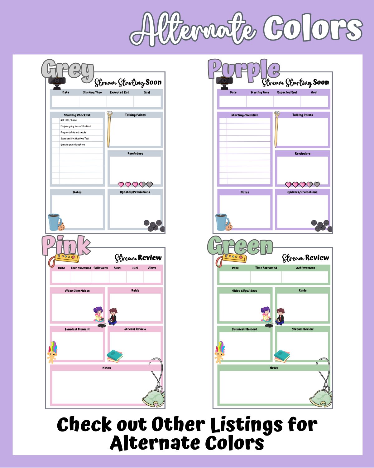 My Daily Stream Planner - Purple Edition | Digital Streaming Planner for Creators product image (5)