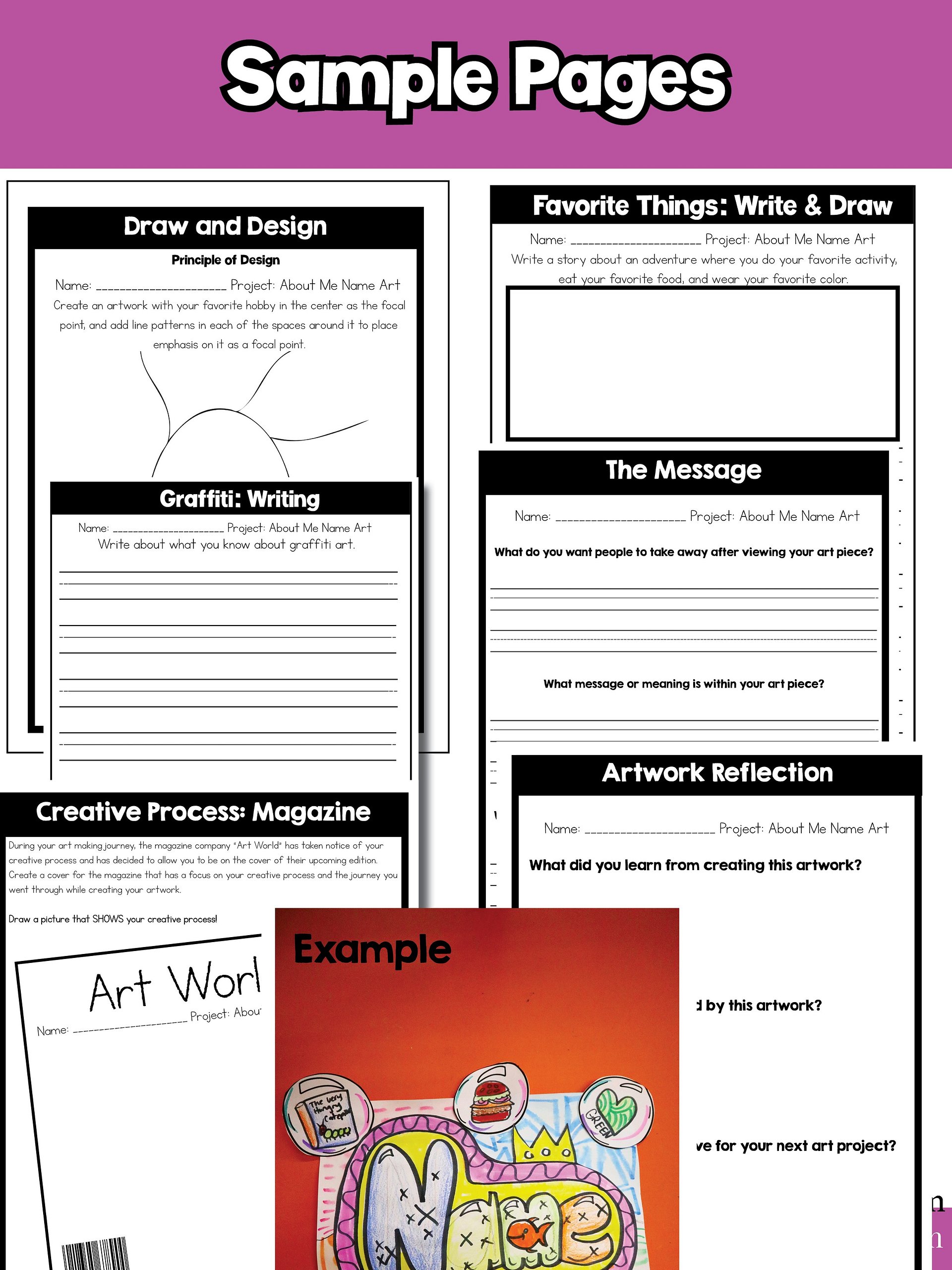 3rd Grade About Me Bubble Letter Name Art Lesson Grade 3 Back to School Art product image (11)