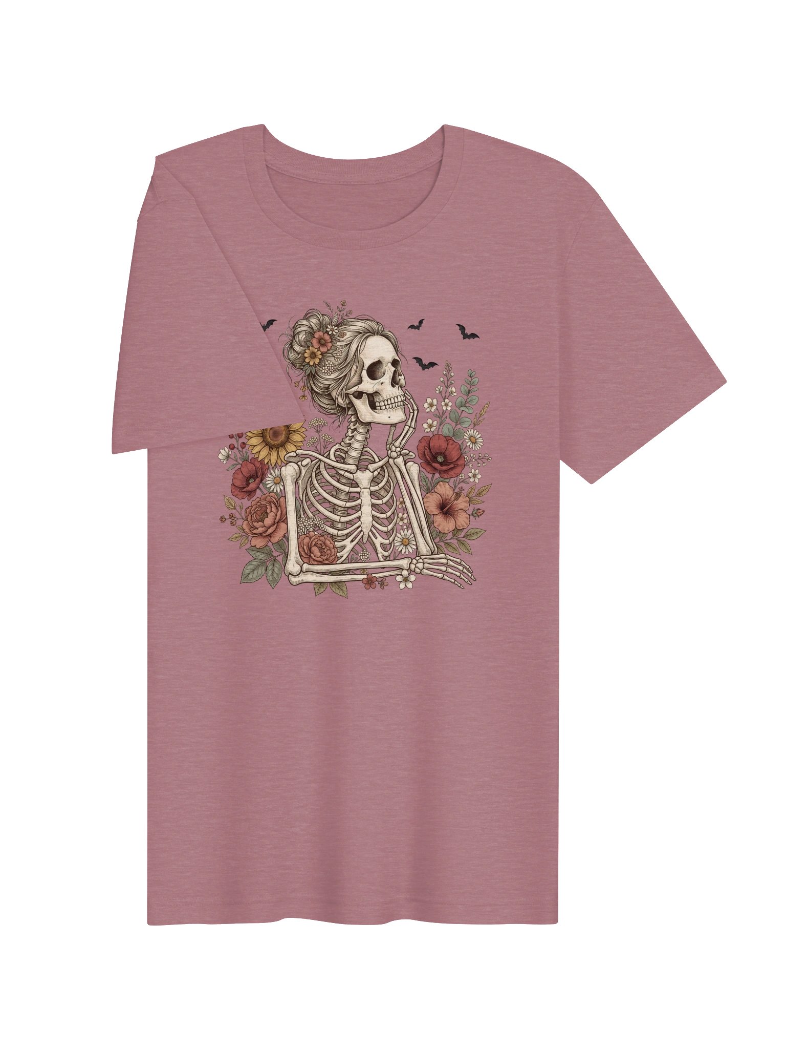 Floral Skeleton T-Shirt | Gothic Wildflower Halloween Tee product image (20)
