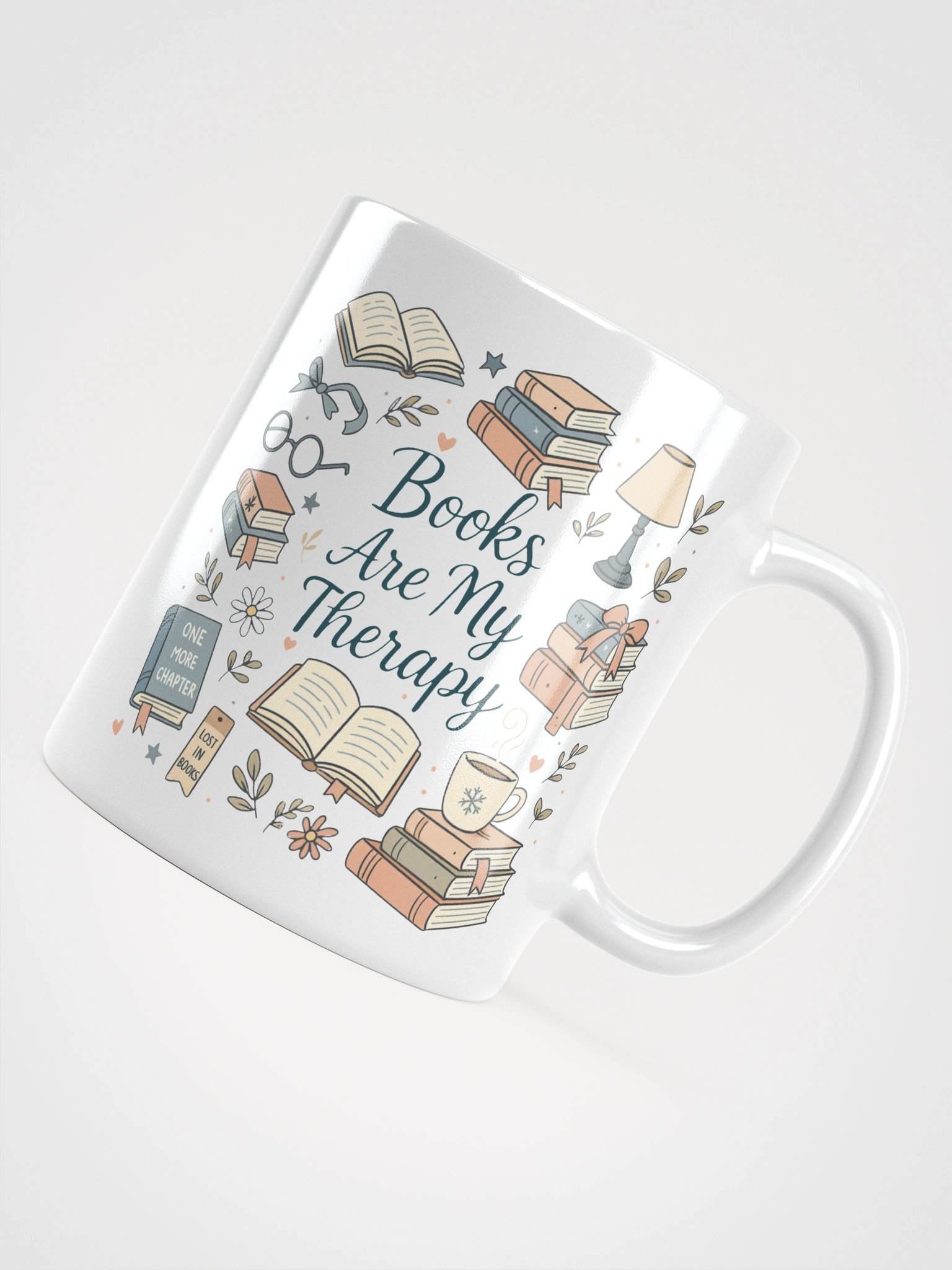 Books Are My Therapy White Glossy Mug product image (5)