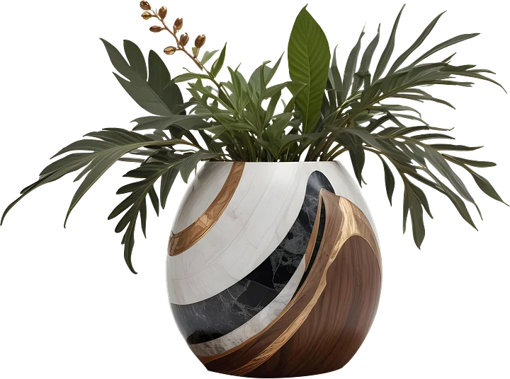 Dream of Eternity Collection – Art Deco Curved Planter – PNG product image (1)