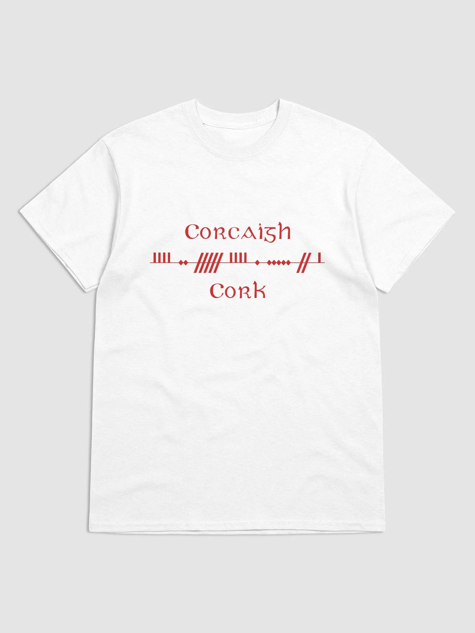 Cork/Corcaigh Scholastic style Ogham white Printed T-shirt product image (1)