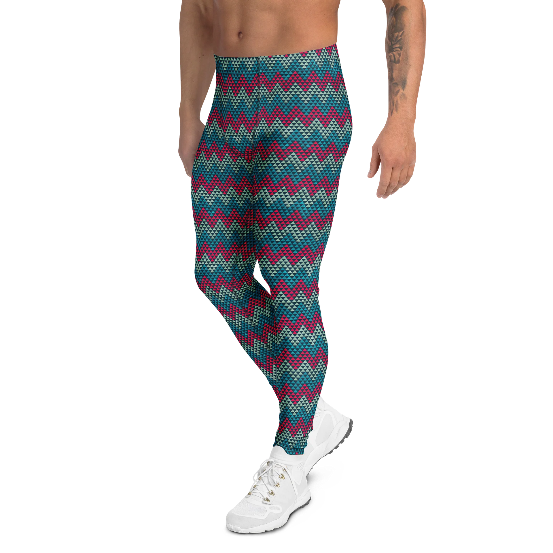 Colorful Zigzag Triangle Pattern Men's Leggings product image (4)