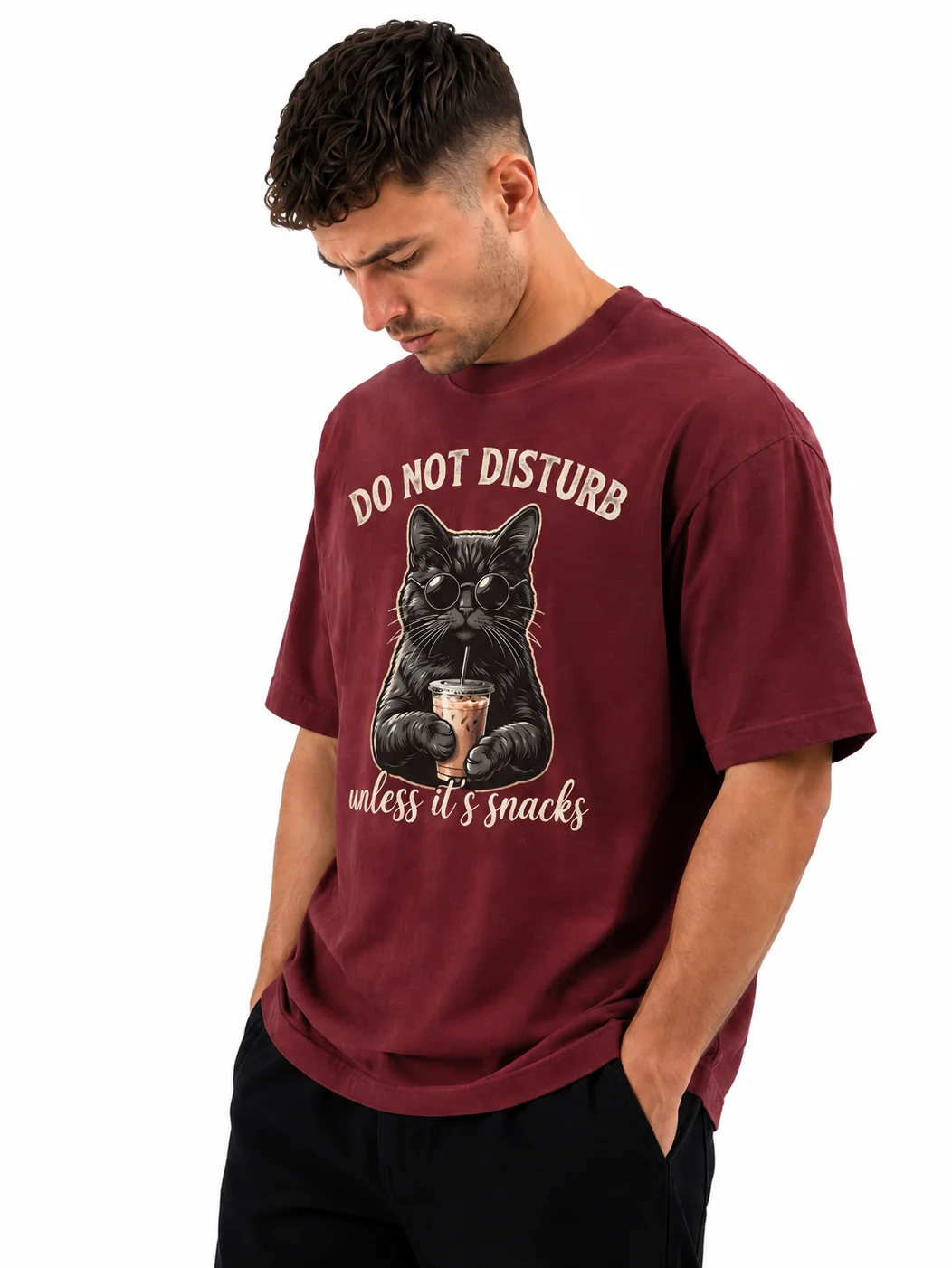 Funny Black Cat Snack Lover T-Shirt product image (2)