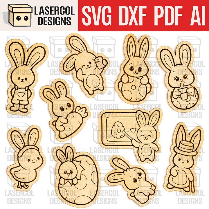 Easter Bunny Paint Kit DIY Cut Outs Set 6 - Laser Cut Files product image (1)